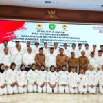 Puluhan atlet Shironji Kempo Kukar yang akan berlaga di Shironji Kempo World International Study Session, Jepang.
