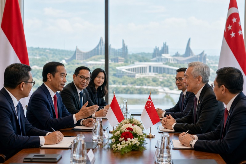 Ilustrasi pertemuan Presiden dan investor Singapura terkait peluang investasi IKN Nusantara