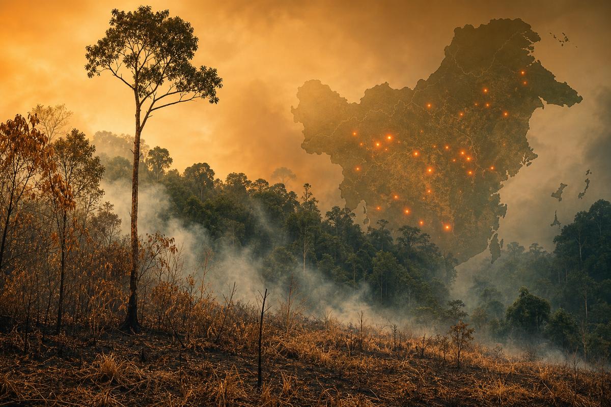 Ilustrasi hotspot dan risiko karhutla di Kalimantan Timur