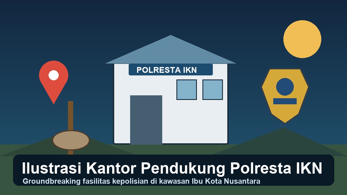 Ilustrasi pembangunan kantor pendukung Polresta IKN tahap I di kawasan Ibu Kota Nusantara